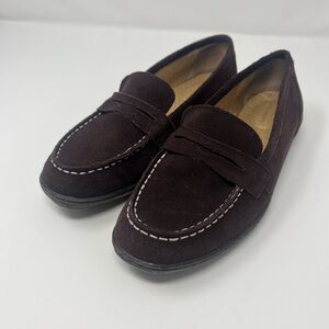 LANDS' END Loafer Mocassins Penny Driving Spice Brown Women's Size 7.5 M Suede